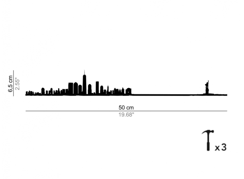 Skyline New York Profilo in Acciaio Nero 50cm