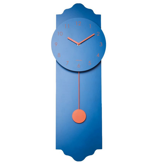 Orologio a pendolo moderno 24x70cm Blu/Arancio Chic Mic
