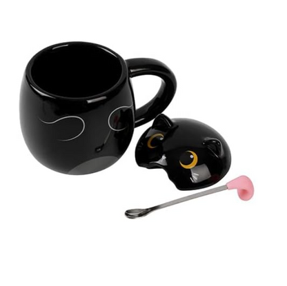 Tazza con cucchiaino a forma di lingua BLACK CAT 400ml