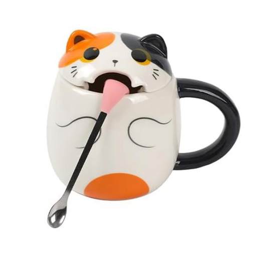 Tazza con cucchiaino a forma di lingua ORANGE CAT 400ml