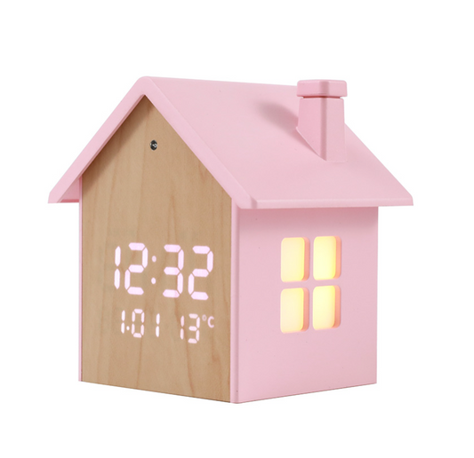 Sveglia a forma di Casetta rosa pastello