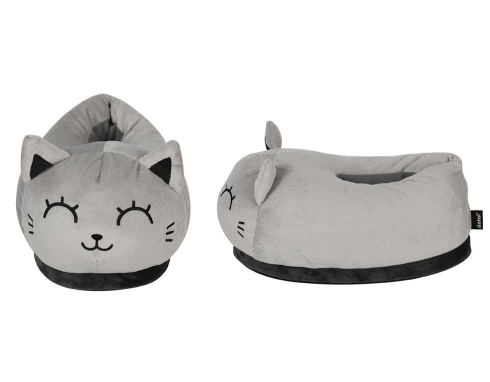 Pantofole Plush Gatto Grigio 36/49 EU taglia unica