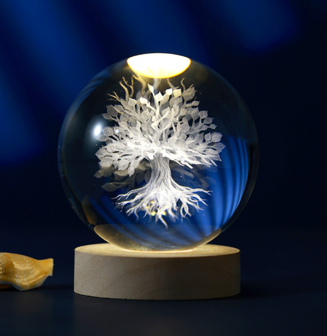Sfera di vetro 3D con Led RGB Multicolore USB Albero
