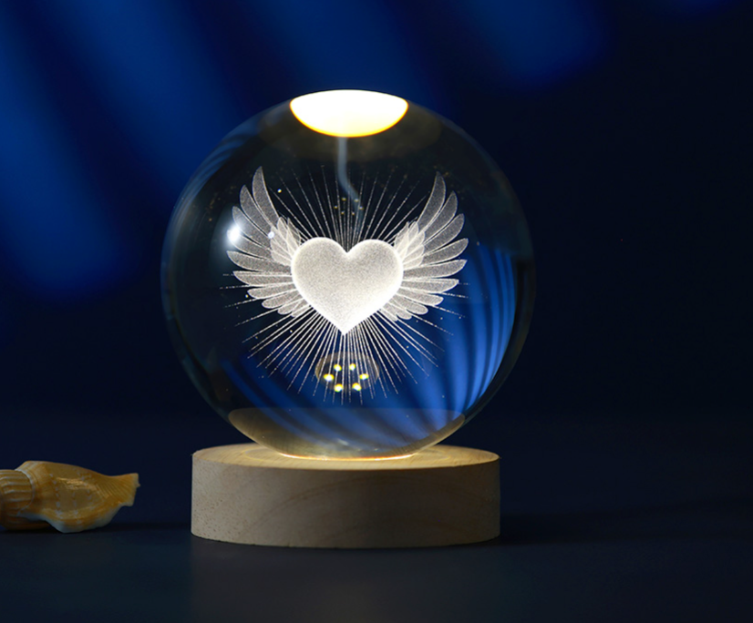 Sfera di vetro 3D con Led RGB Multicolore USB CUORE