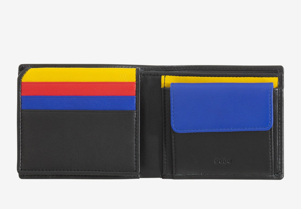 Portafoglio uomo piccolo RFID Colorful Nero - Tullio - DùDù
