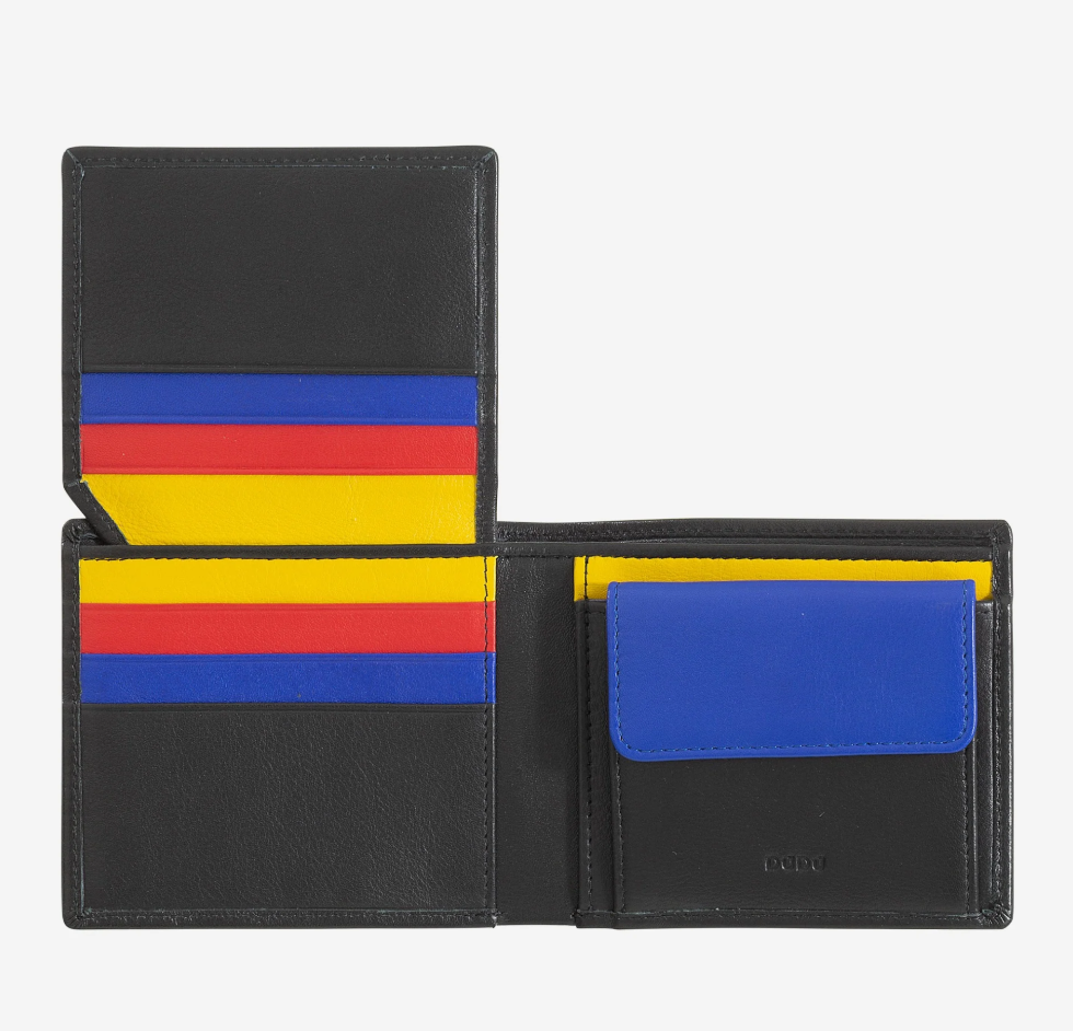Portafoglio uomo piccolo RFID Colorful Nero - Tullio - DùDù