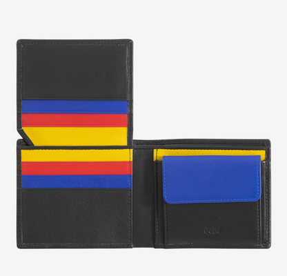 Portafoglio uomo piccolo RFID Colorful Nero - Tullio - DùDù