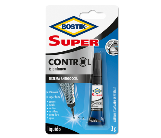 Colla istantanea universale Super Control - 3 gr - trasparente - Bostik