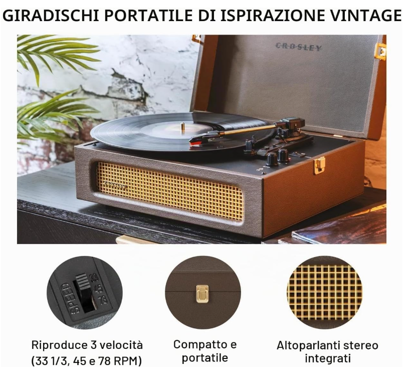Giradischi Bluetooth Voyager COCOA  33/45/78 giri