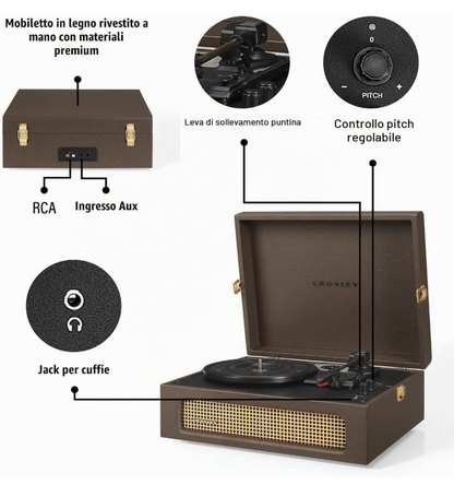 Giradischi Bluetooth Voyager COCOA  33/45/78 giri